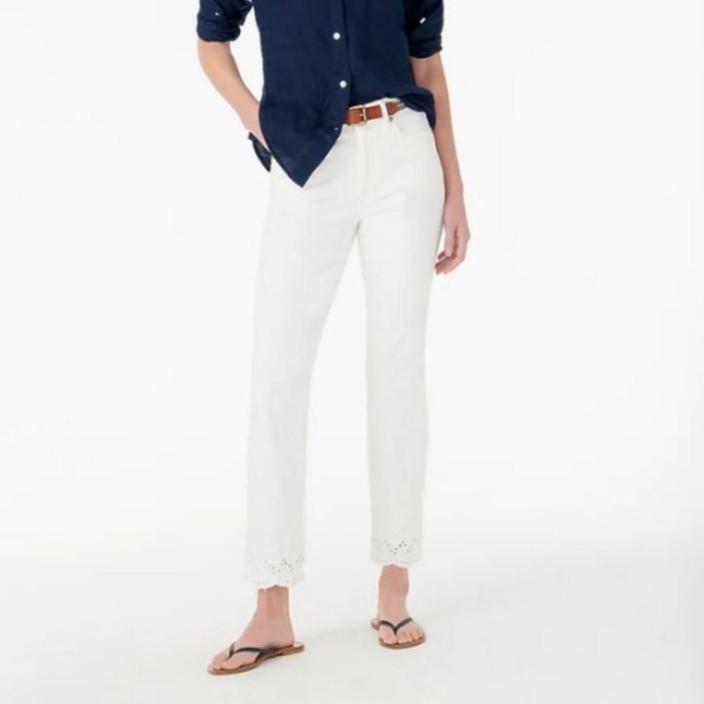 J. Crew 9" Vintage Straight Jean with Eyelet Hem White